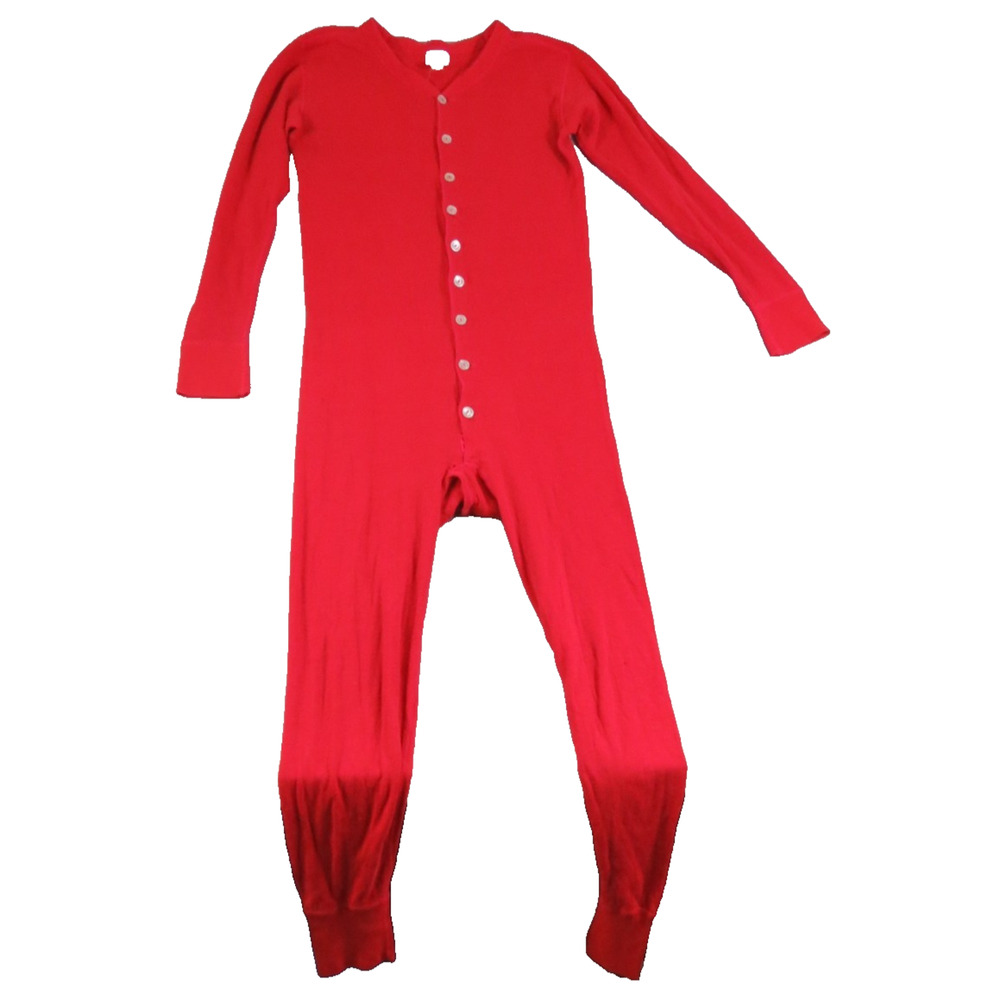 Rare VTG Duofold M Union Suit Thermal‎ Red One Piece Long Johns Mens USA Made